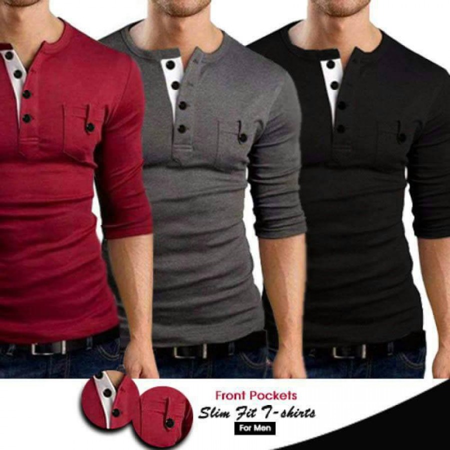 Pack of 3 Front Pocket Slim Fit T-Shirt TSF-006